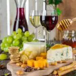 wine, cheese, and crackers on a table for an upscale Open House in Clarksville TN