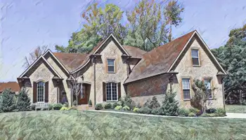 Drawing of a one level brick home in Grandview East subdivision in Clarksville TN.